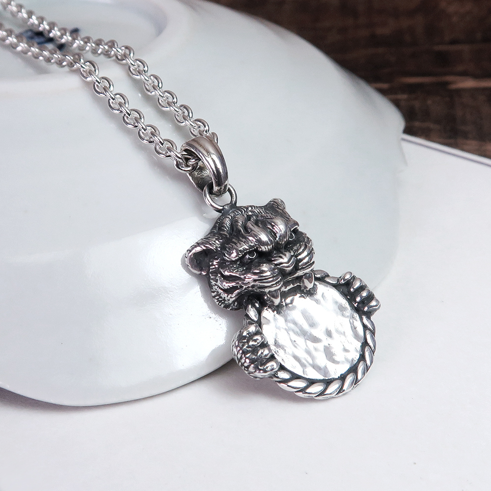 招財咬錢虎 素面版 925純銀項鍊