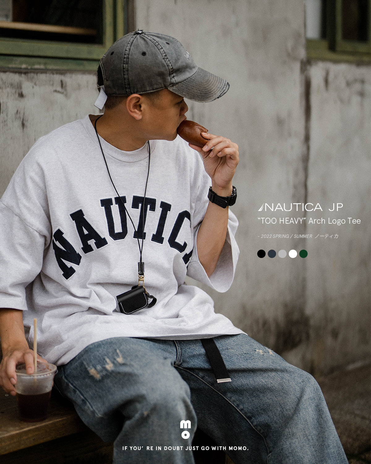 NAUTICA TOO HEAVY ARCHE LOGO TEE - Tシャツ