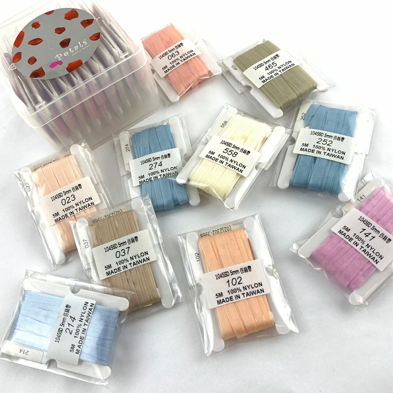 仿絲帶5mm/10色方塊疊盒_Petals緞帶刺繡/5款色系