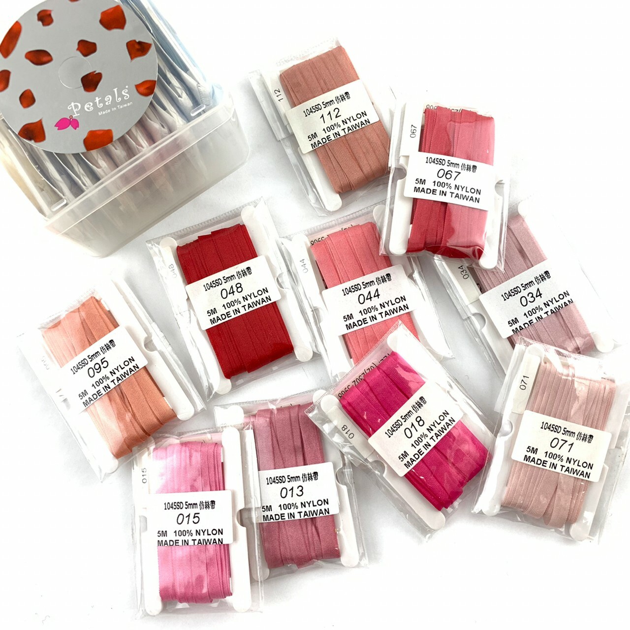 仿絲帶5mm/10色方塊疊盒_Petals緞帶刺繡/5款色系