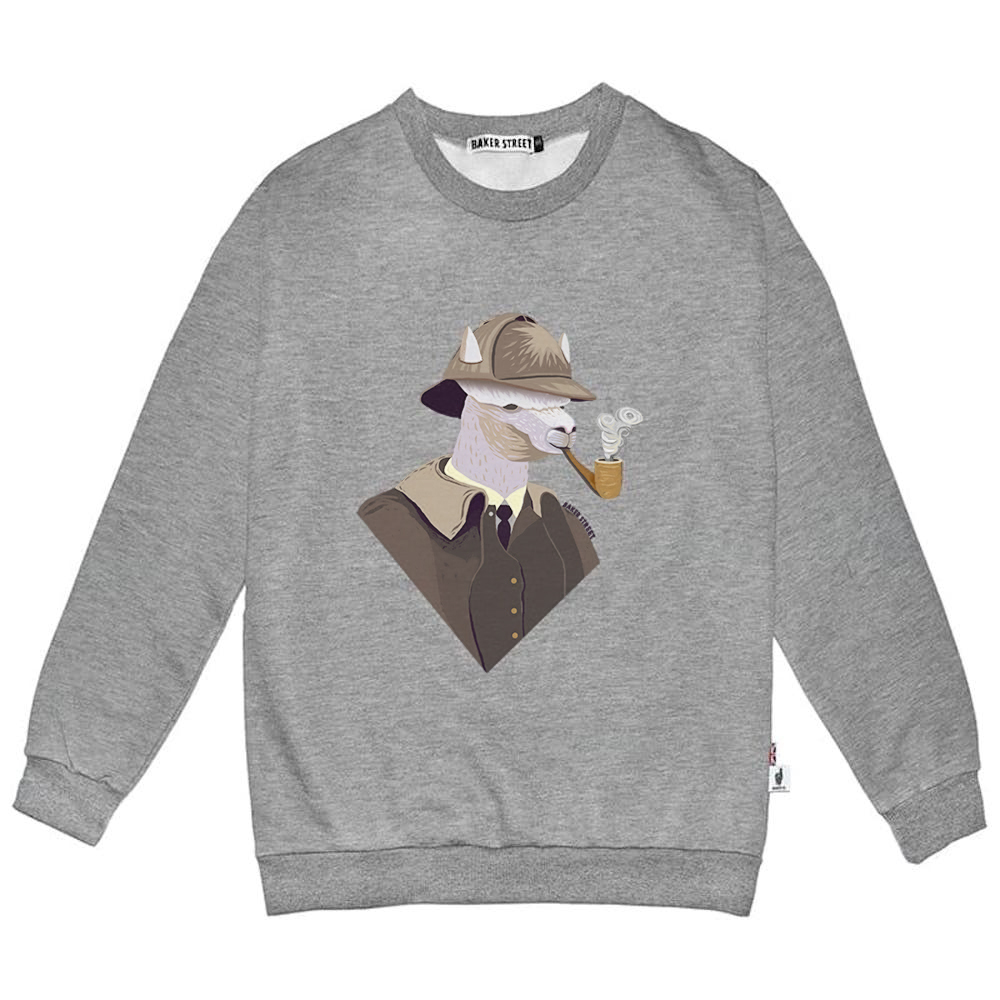Sherlock Alpaca 偵探煙斗 高磅數長袖圓T