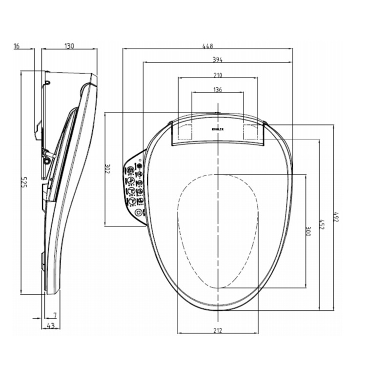 Kohler "C3-150" K-8297MY-0 Bidet Seat Cover