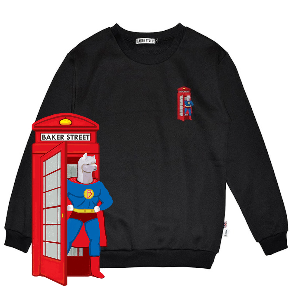 Little Stamp: Super Alpaca 超人電話亭 高磅數長袖圓T