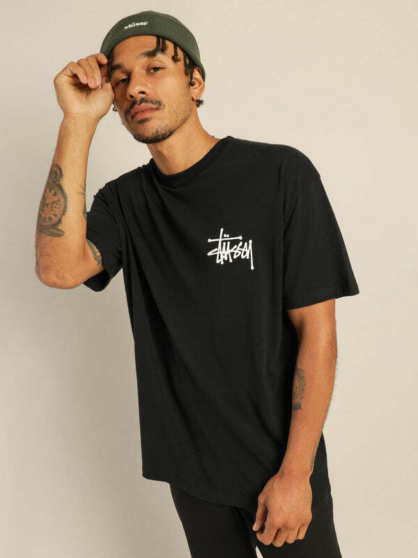 Stussy 白色塗鴉LOGO 短袖 T恤 黑色