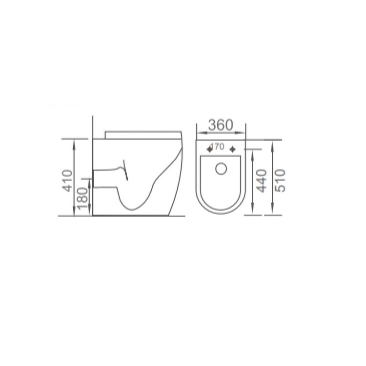 Richford R203 Back to wall Floorstanding Rimless Toilet w/ Slow Closing Seat Cover - Wels