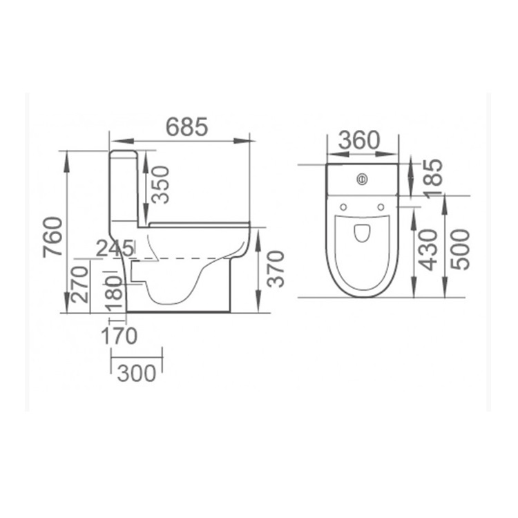 Richford R666 Universal Trap Close-Coupled Dual Flush 3/4.7L Wash Down Toilet w/ Slow Closing Seat Cover - GA Approval & Wels