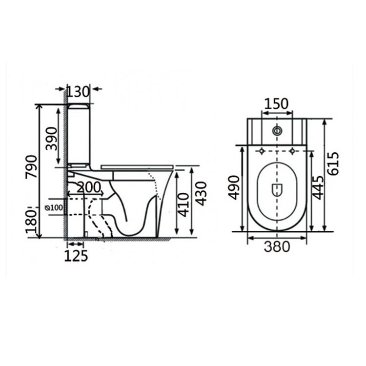 Richford R690 Universal Trap Close-Coupled Dual Flush 3/4.7L Wash Down Rimless Toilet w/ Slow Closing Seat Cover - GA Approval & Wels