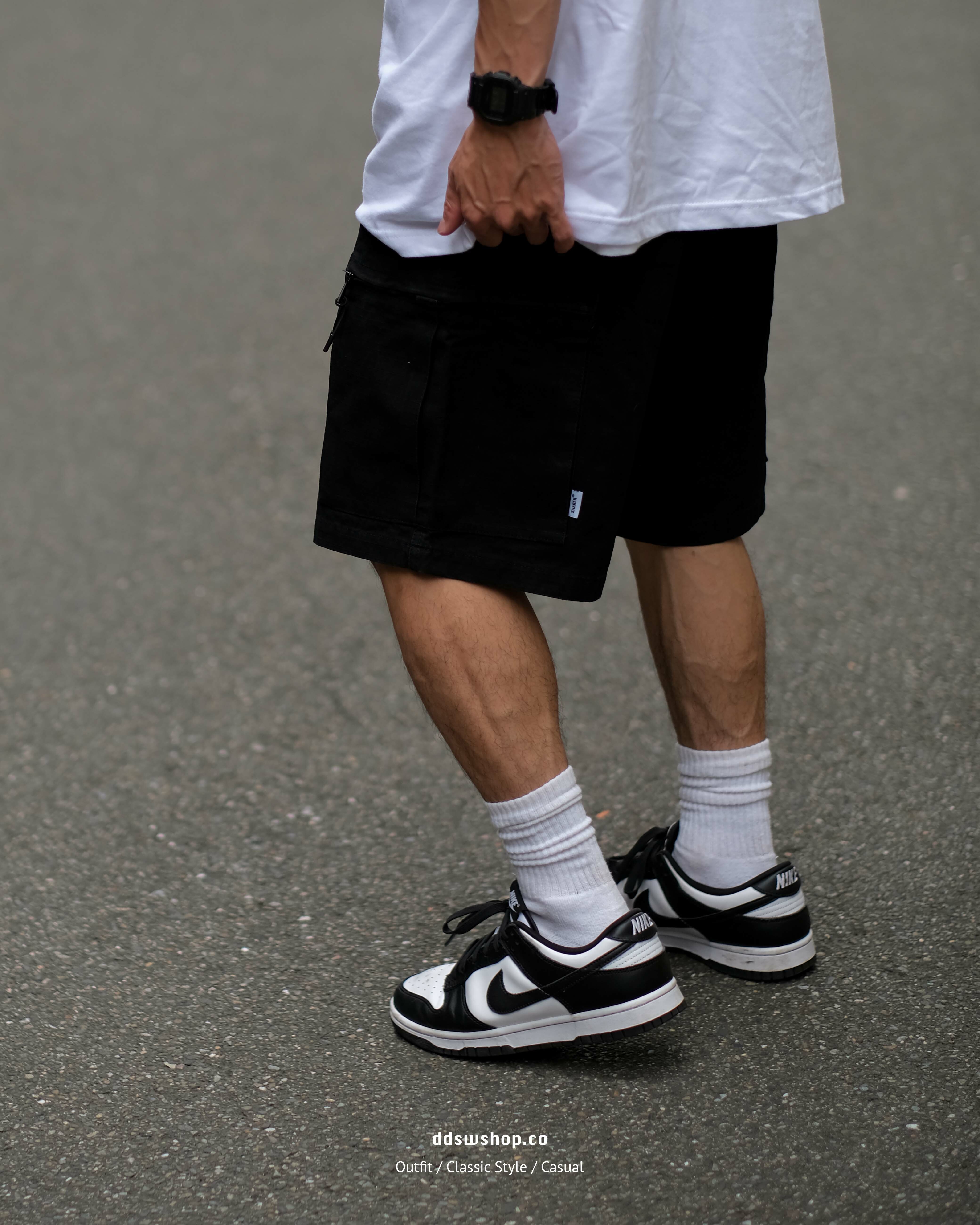 D.CLOSET 工裝褲 短褲 拉鍊口袋 黑色 綠色 灰色