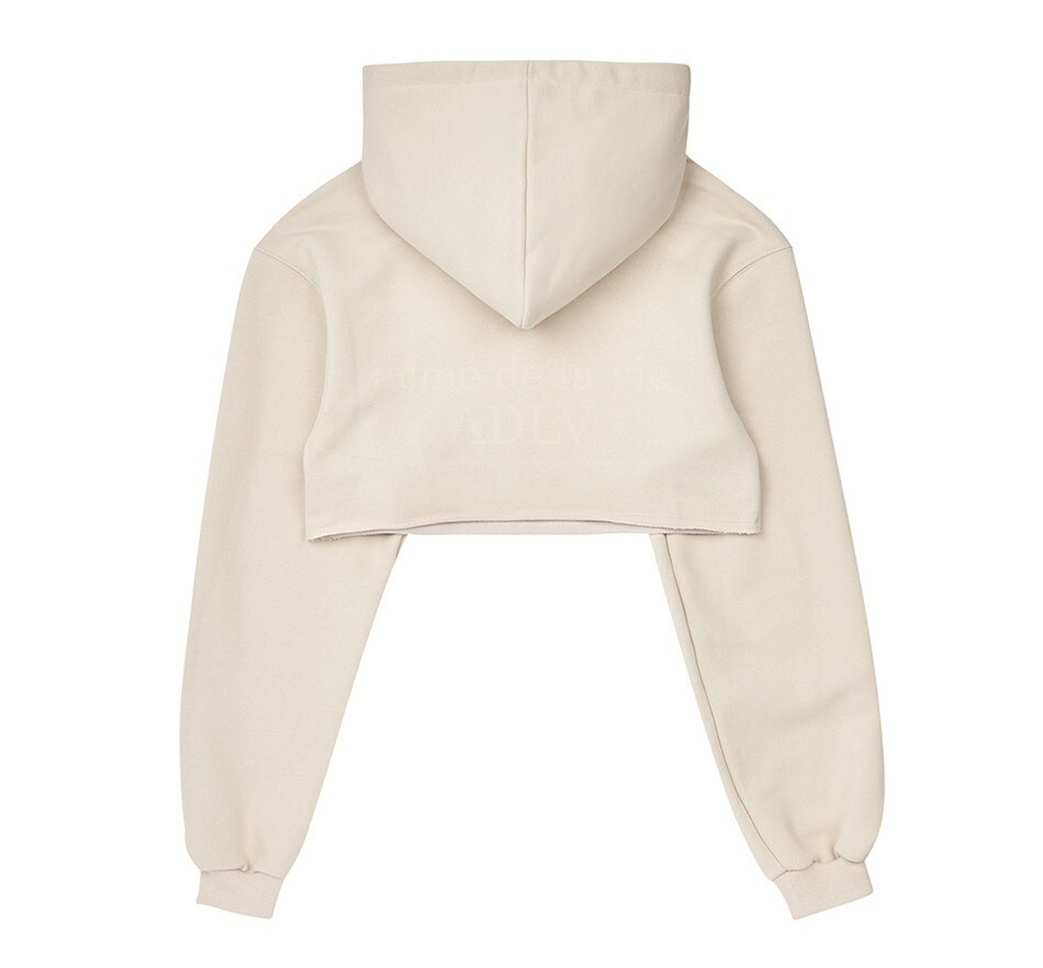 ACME DE LA VIE A LOGO EMBLEM PATCH 短版 長袖 帽T 米色 ADLV-22SS-HDALEP-BEG