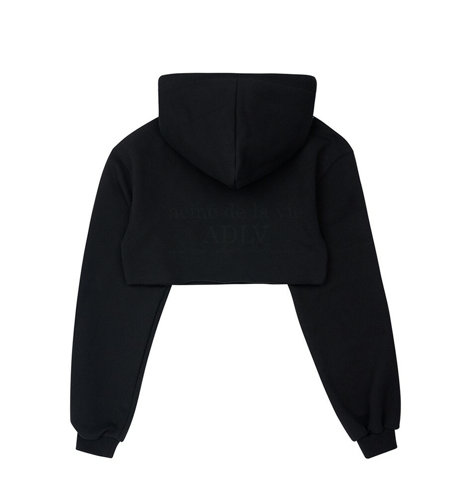 ACME DE LA VIE LOGO EMBLEM PATCH 短版 長袖 帽T 黑色 ADLV-22SS-HDALEP-BLK