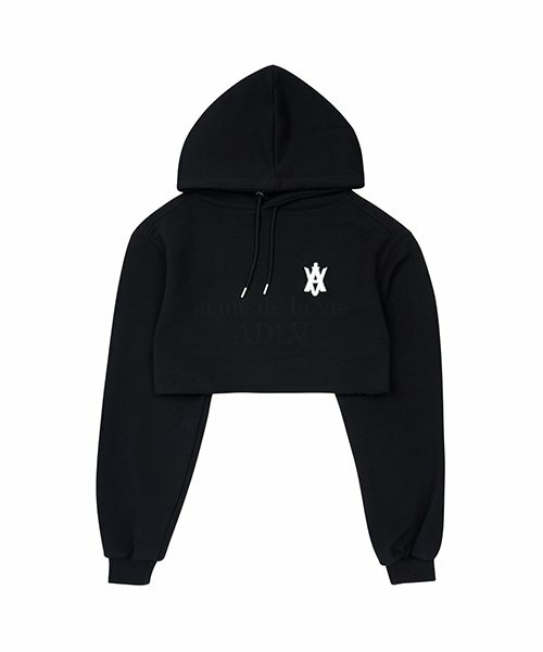 ACME DE LA VIE LOGO EMBLEM PATCH 短版 長袖 帽T 黑色 ADLV-22SS-HDALEP-BLK