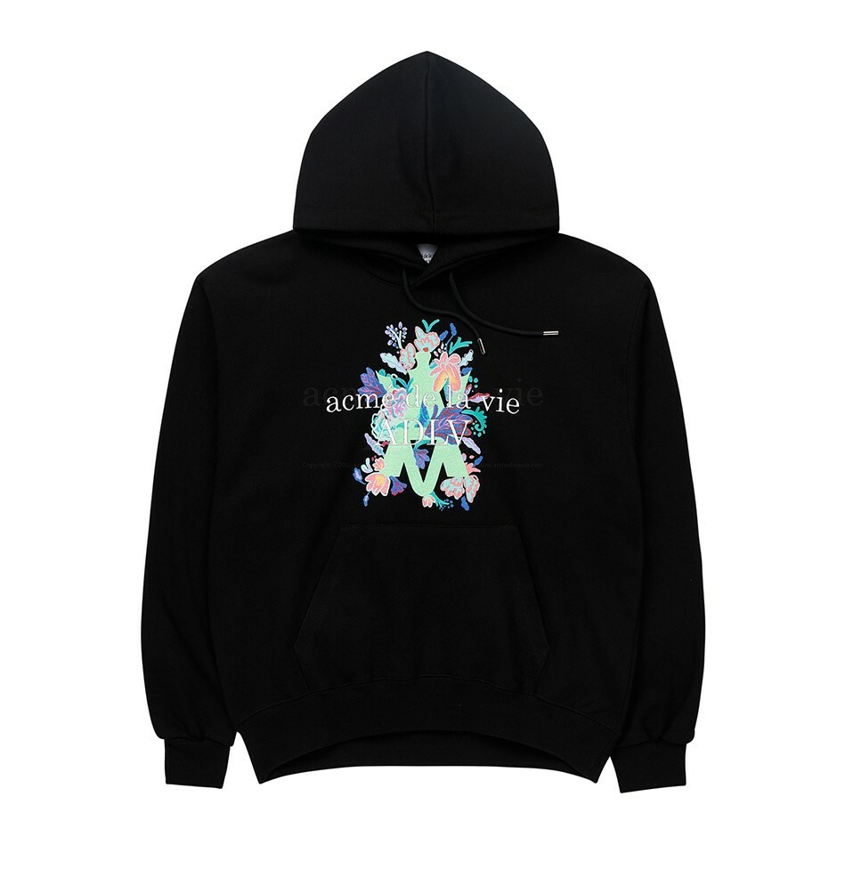 ACME DE LA VIE LOGO 刺繡 花 帽T 長袖 黑色 ADLV-22SS-HDAEFE-BLK