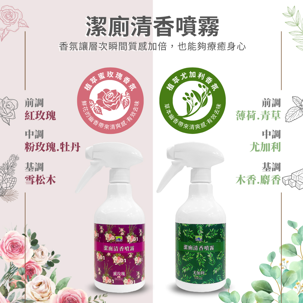 多益得 - 潔廁清香噴霧500ml-蜜玫瑰香氛-三入組