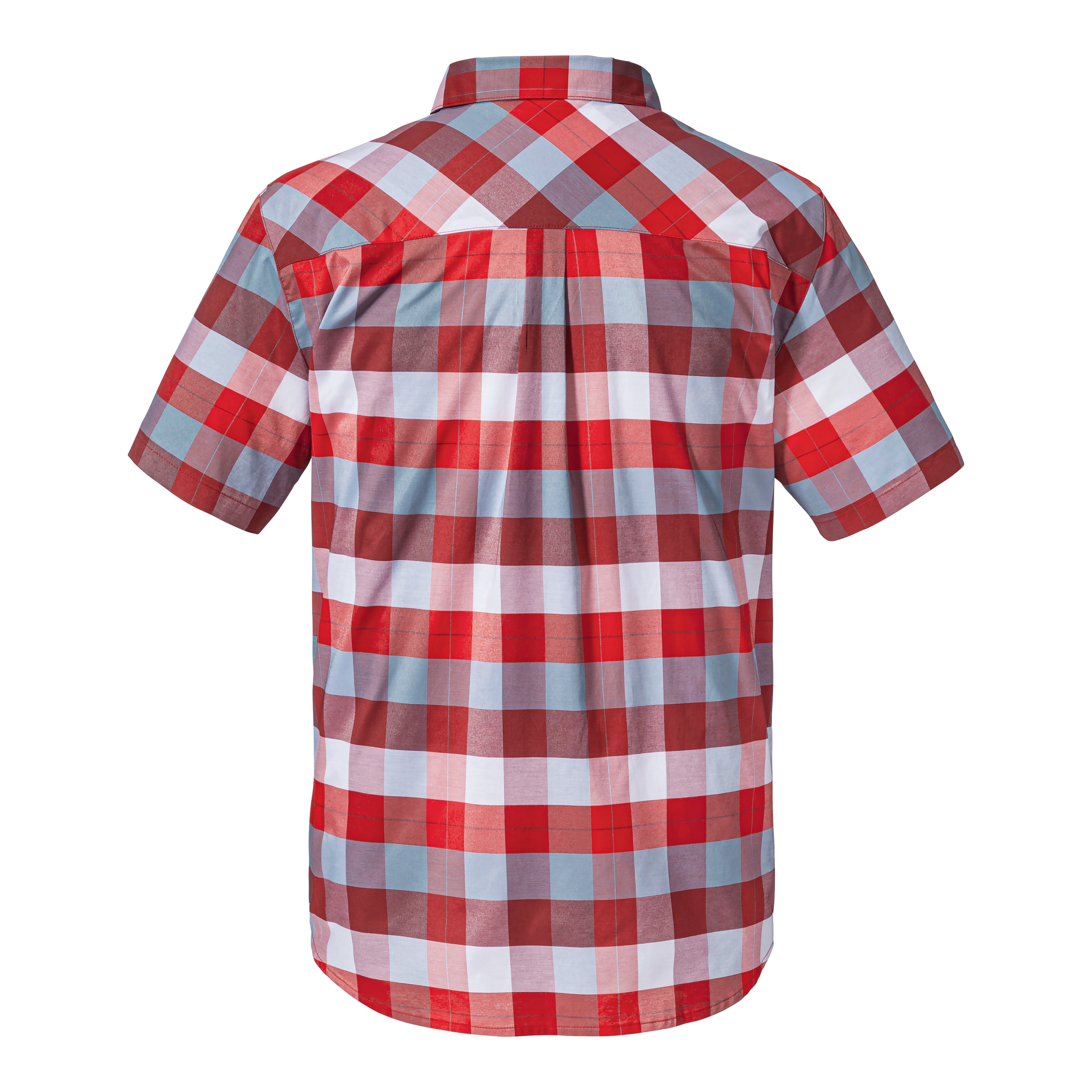 【Schoffel】男排汗透氣抗UV短袖格子襯衫 / 22SL20-23507-[紅]