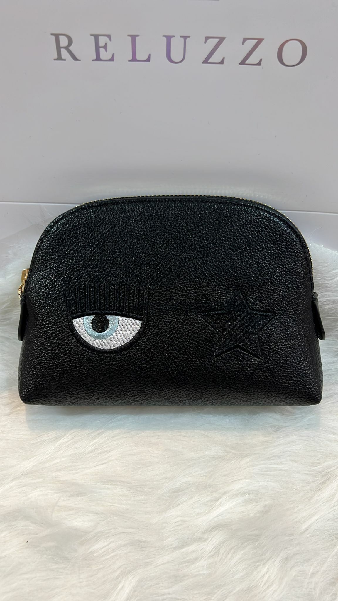 [S] CHIARA FERRAGNI EYE STAR LOGO COSMETICS BAG 72SB9XO1 ZS139899, BLACK, 8052672249524 (SCF12)