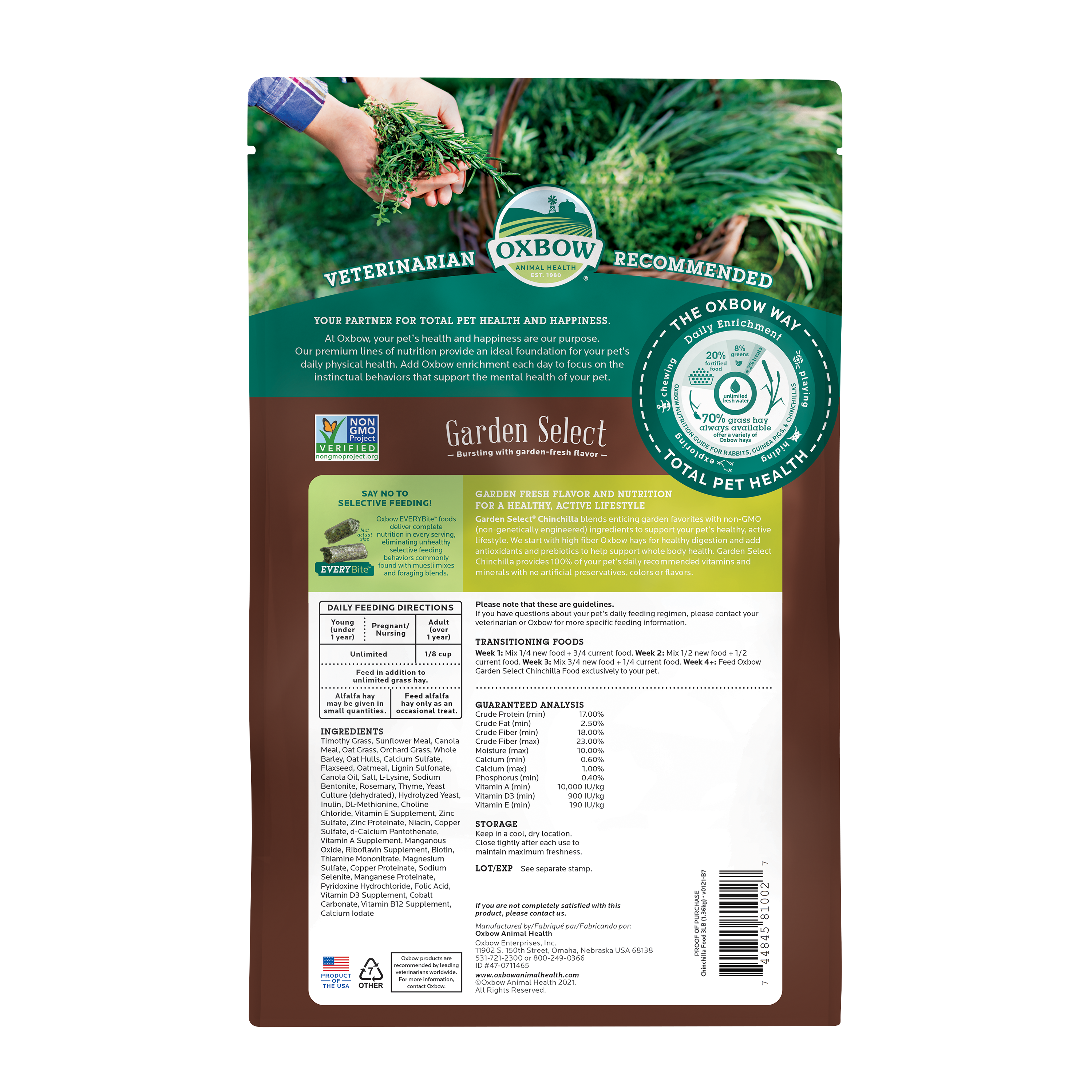 Oxbow Garden Select 龍貓糧 - 3lb