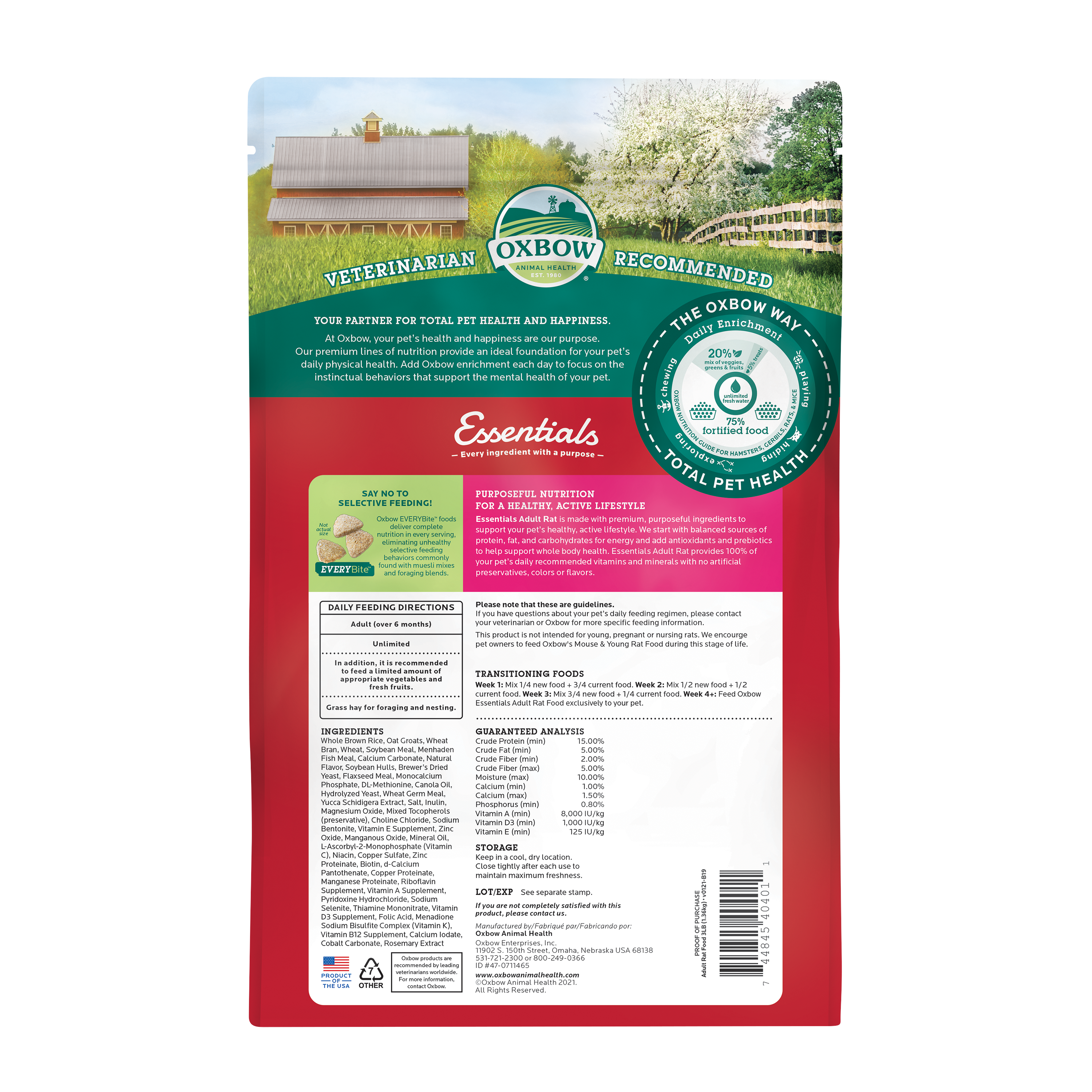 Oxbow Essentials 成年花枝鼠糧 - 3lb