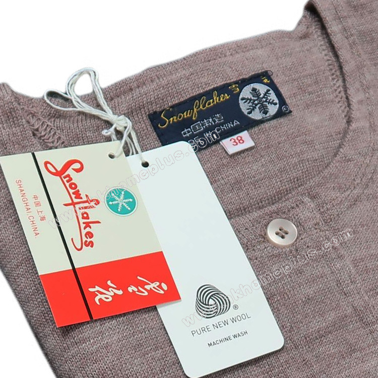 雪花牌: 羊毛防縮圓領長袖開襟毛衣 (M-XL, 38-42碼)