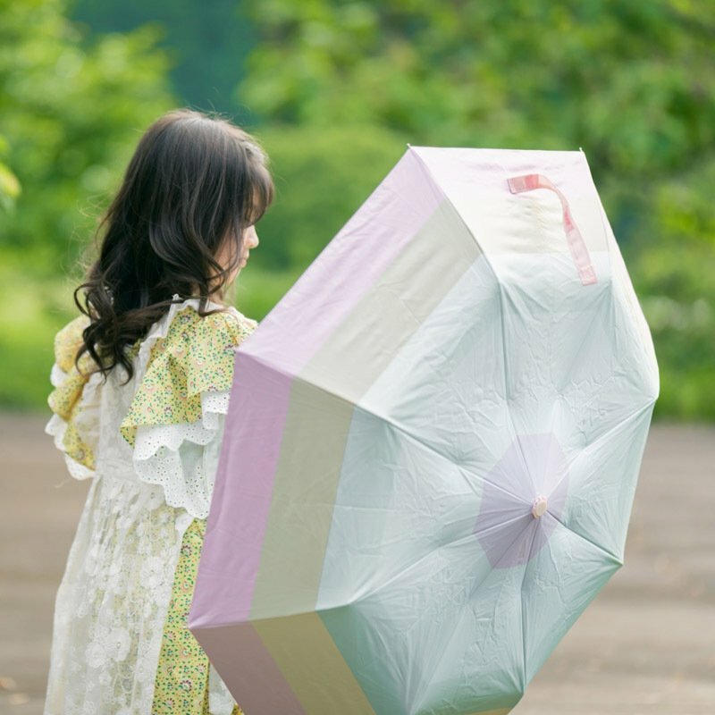 Usamomo萌兔桃桃-摺疊雨傘-彩虹50cm 抗UV 遮陽傘