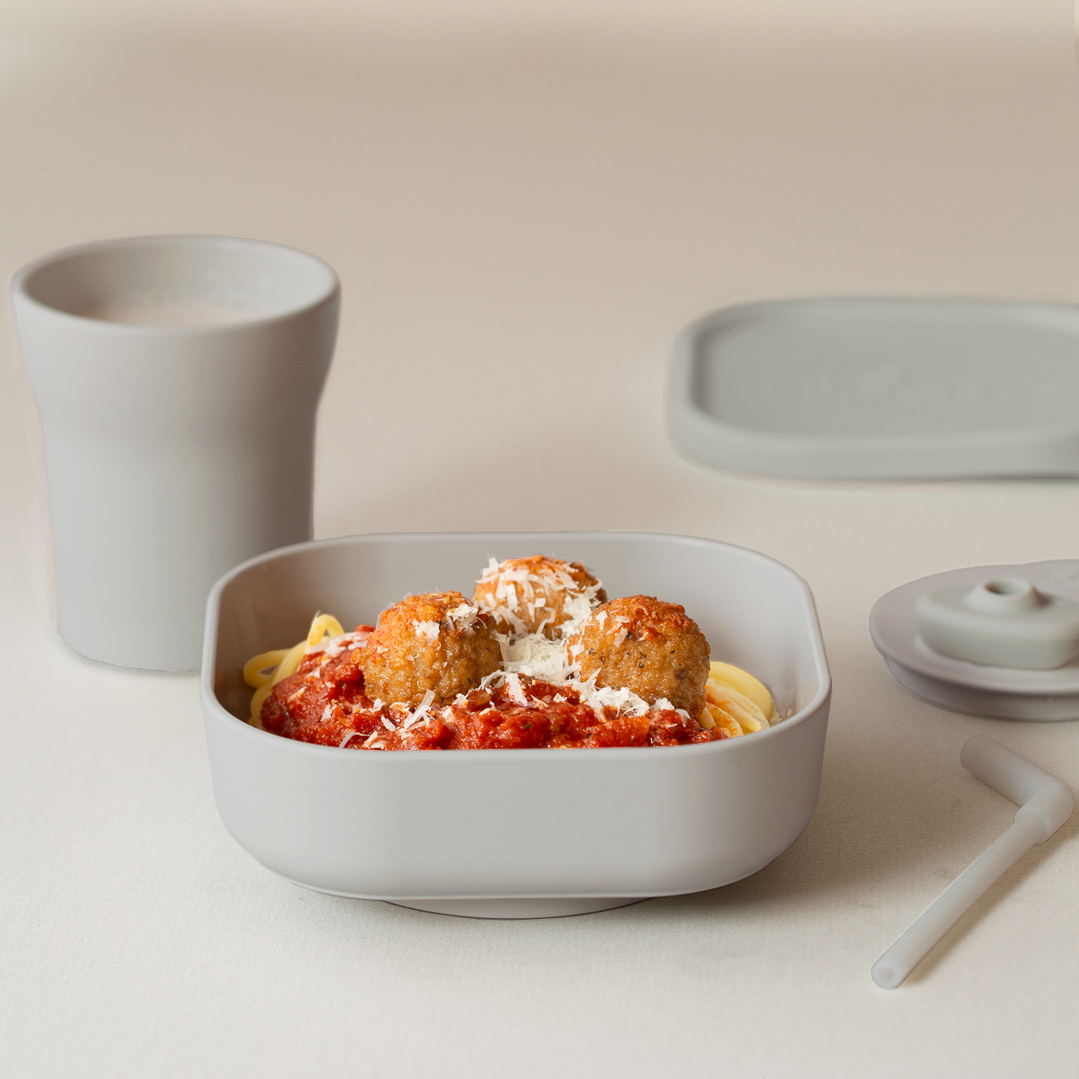 Miniware Sip & Snack Set - Grey/Grey