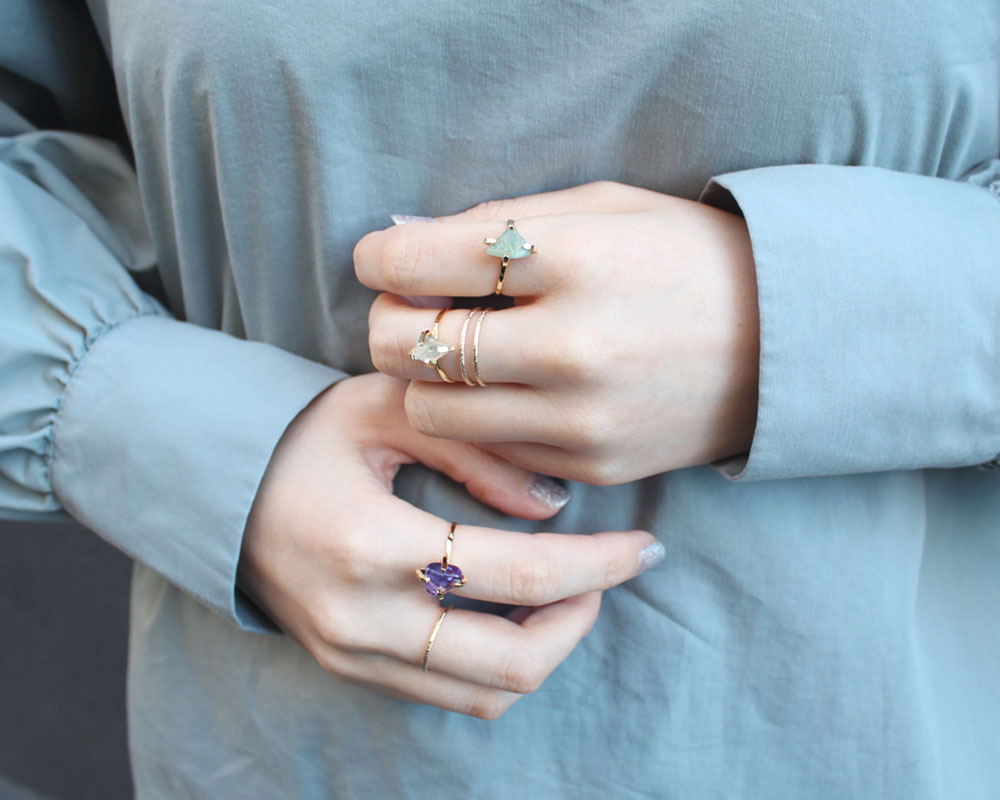 Farbe 天然石戒指set