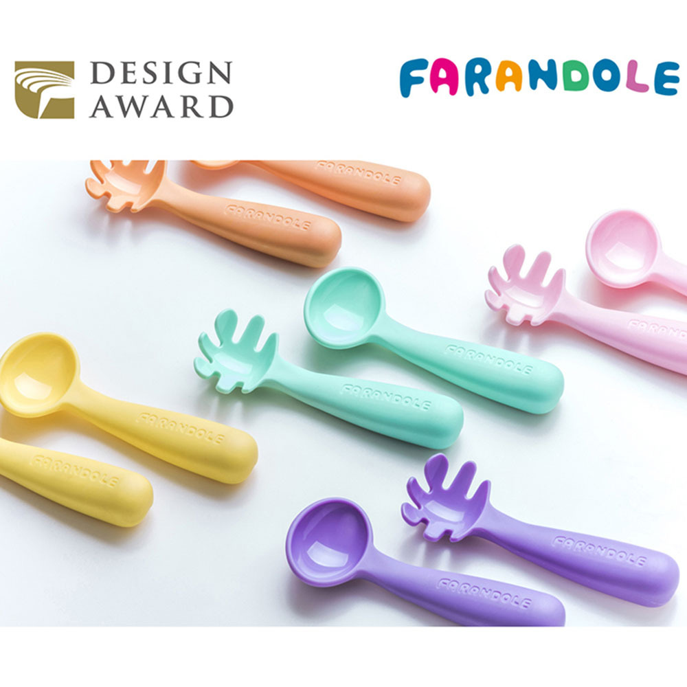 FARANDOLE 法紅荳 嬰幼兒聰明學習餐具組- 小麵撈小湯匙專利設計 多色可選