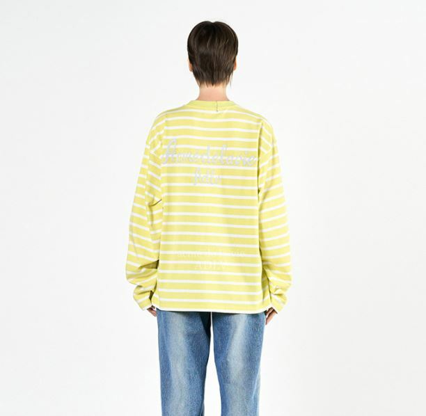 ACME DE LA VIE SCRIPT LOGO 黃色 條紋 長袖 ADLV-22SS-LSLSSP-YLW