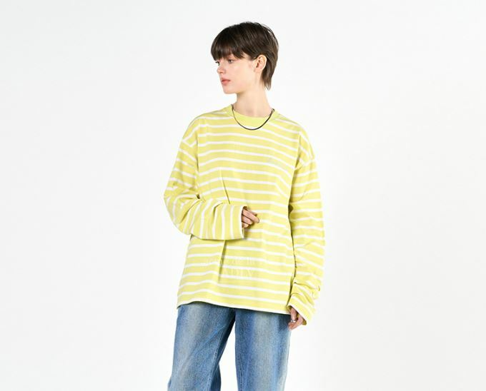 ACME DE LA VIE SCRIPT LOGO 黃色 條紋 長袖 ADLV-22SS-LSLSSP-YLW