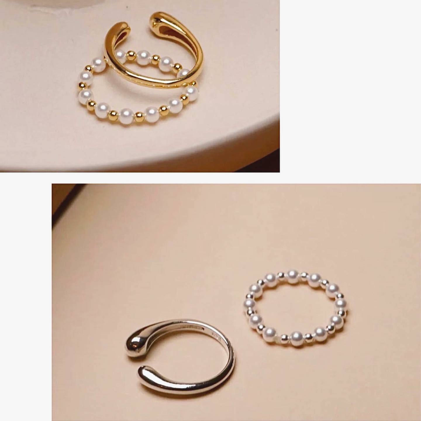 韓國珍珠開口造型戒指。兩款