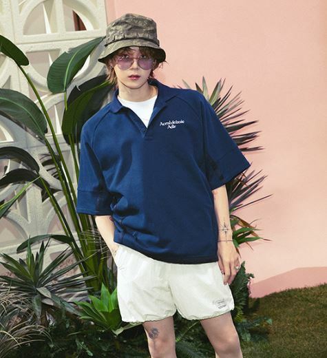 ACME DE LA VIE 五分袖 寬版 POLO衫 短袖 深藍 ADLV-22SS-PKPQHF-NVY