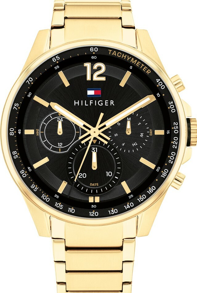 萬年鐘錶 - Tommy Hilfiger  全金黑面超霸氣不鏽鋼男錶   1791974  錶徑44MM