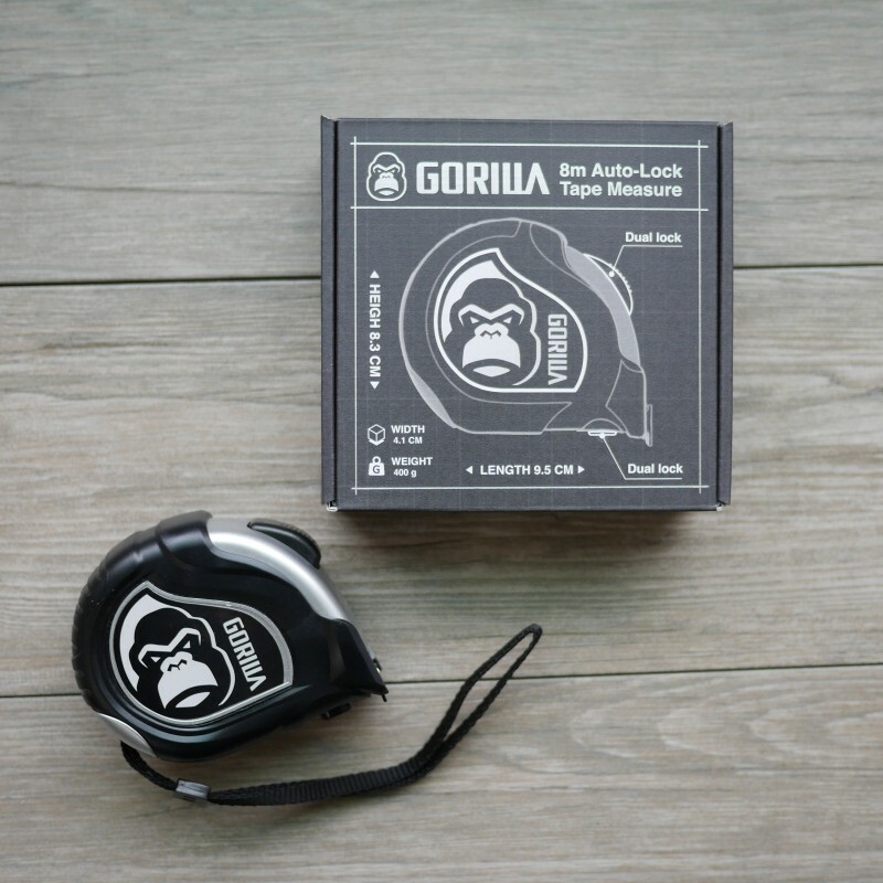 【惜物良品】【Gorilla】雙面自動煞車8M25mm銀灰文公尺捲尺