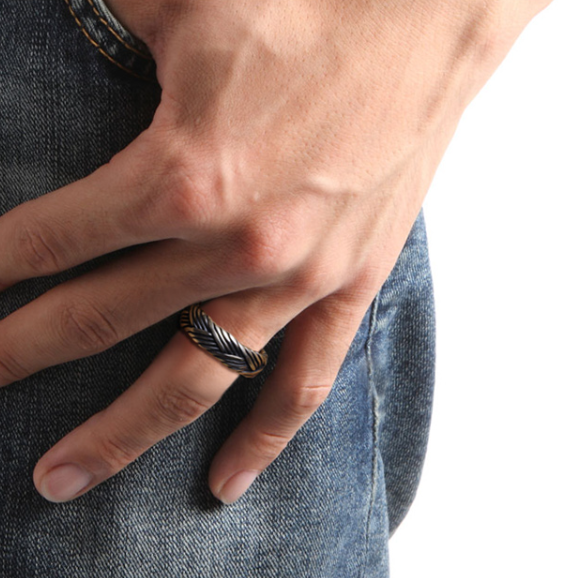 【ACCY026】層次編織四線麻花開口設計戒指