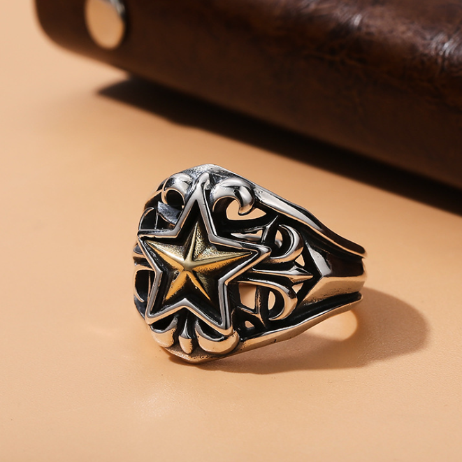 【ACCY028】五角星鑲嵌開口設計戒指