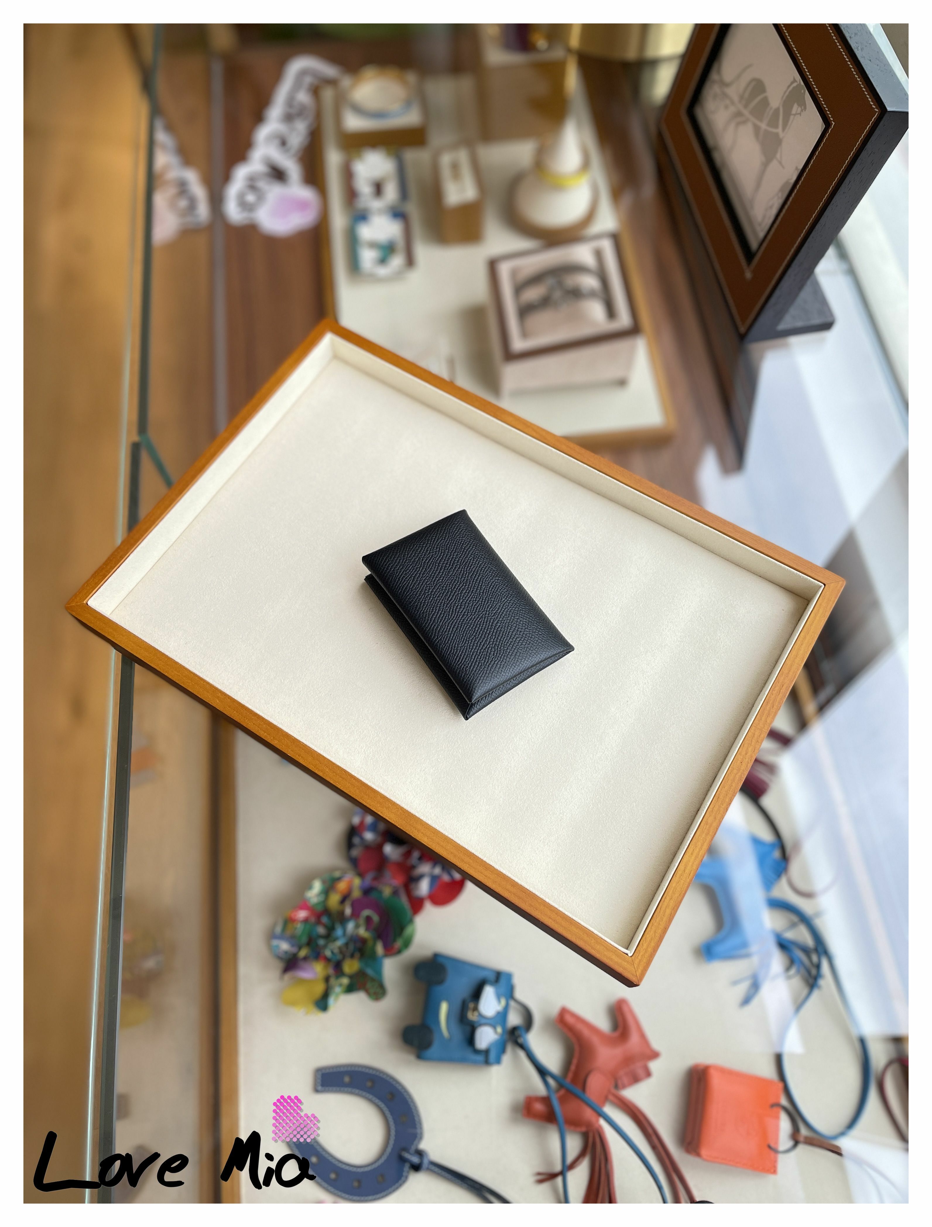 Hermès Calvi Card Holder Black Epsom