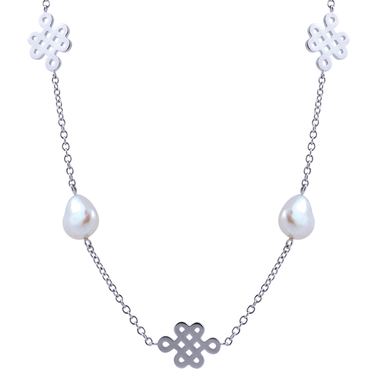 天然變形珍珠「愛永恆 EverLove」925純銀套鍊 (18吋+4公分延長鍊)(特價3,288元)-PWSNS0008