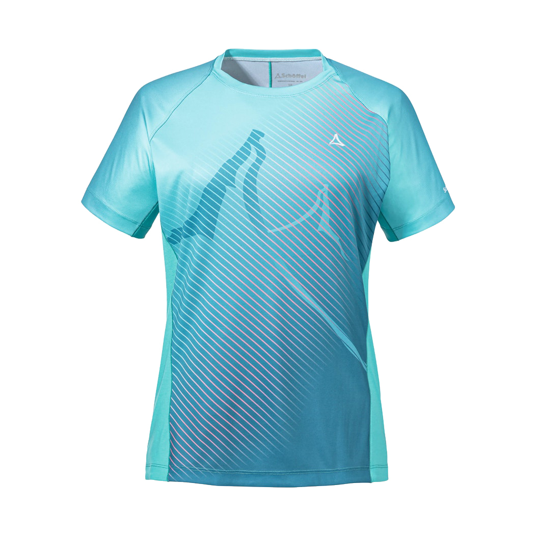 【Schoffel】女排汗透氣抗UV印花短袖圓領衫/ 22SL20-13265-[藍]