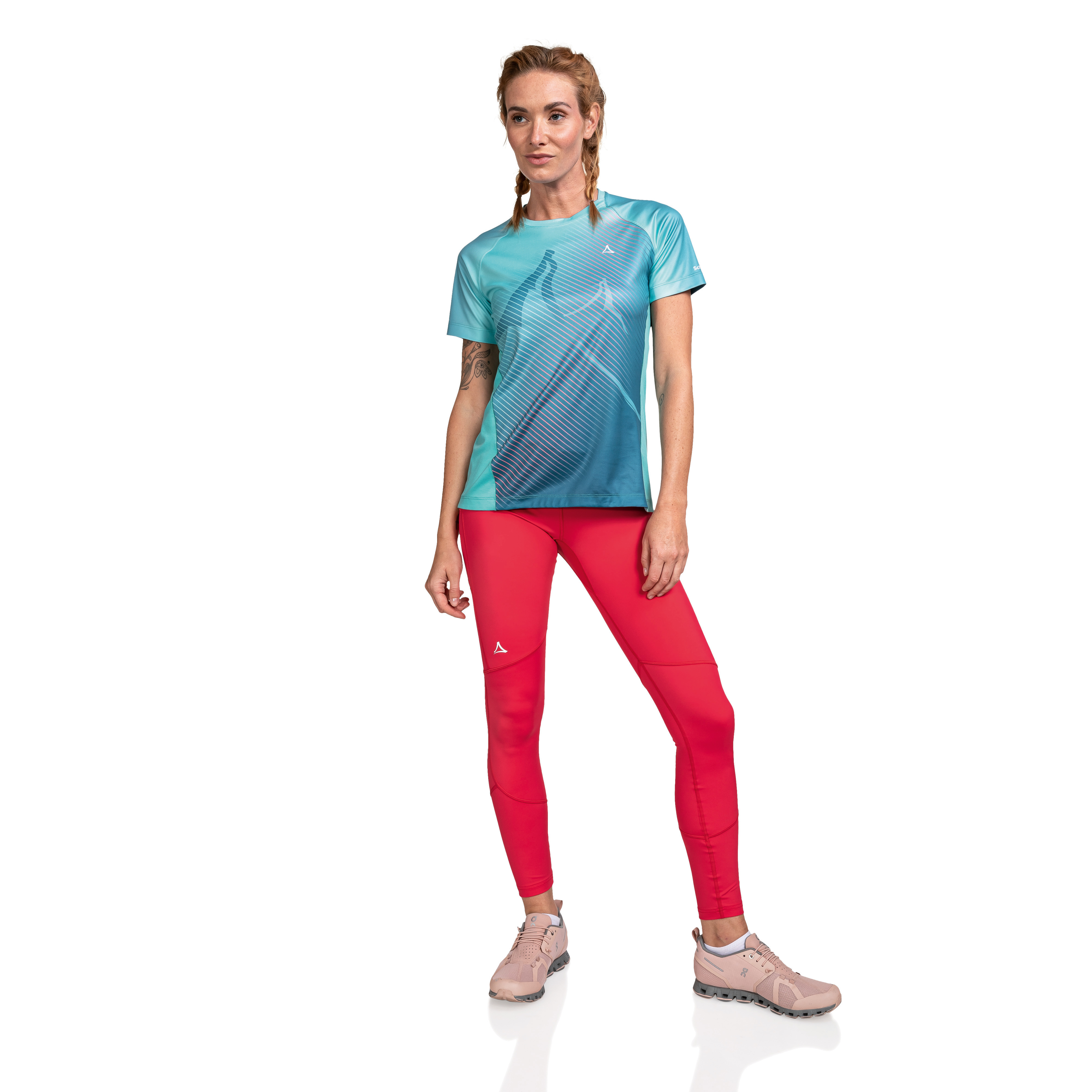 【Schoffel】女排汗透氣抗UV印花短袖圓領衫/ 22SL20-13265-[藍]