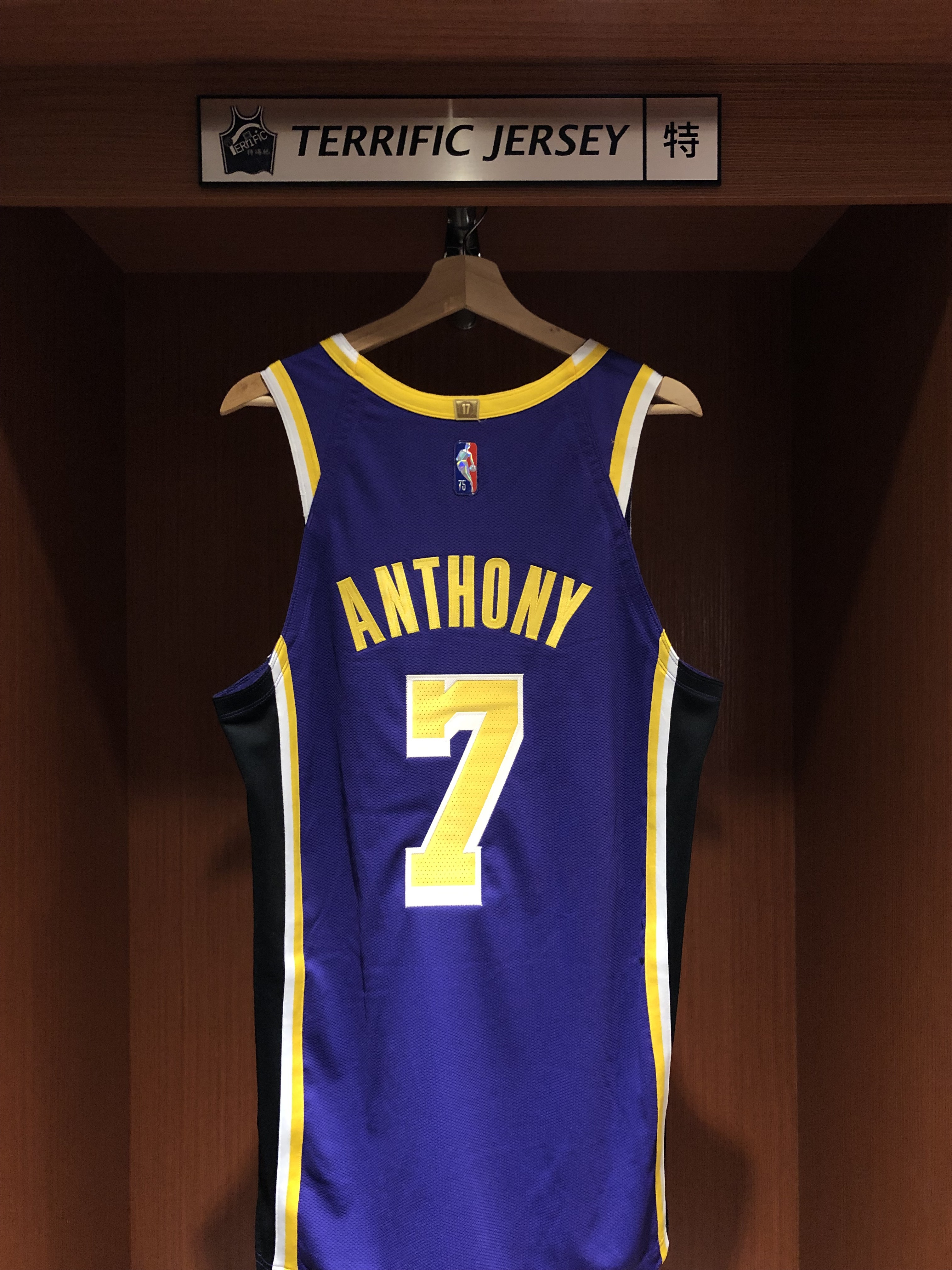 NBA球衣 Carmelo Anthony 洛杉磯湖人紫 75周年 鑽石標 Statement Jordan Authentic 球員版 電繡 含贊助商標 全新