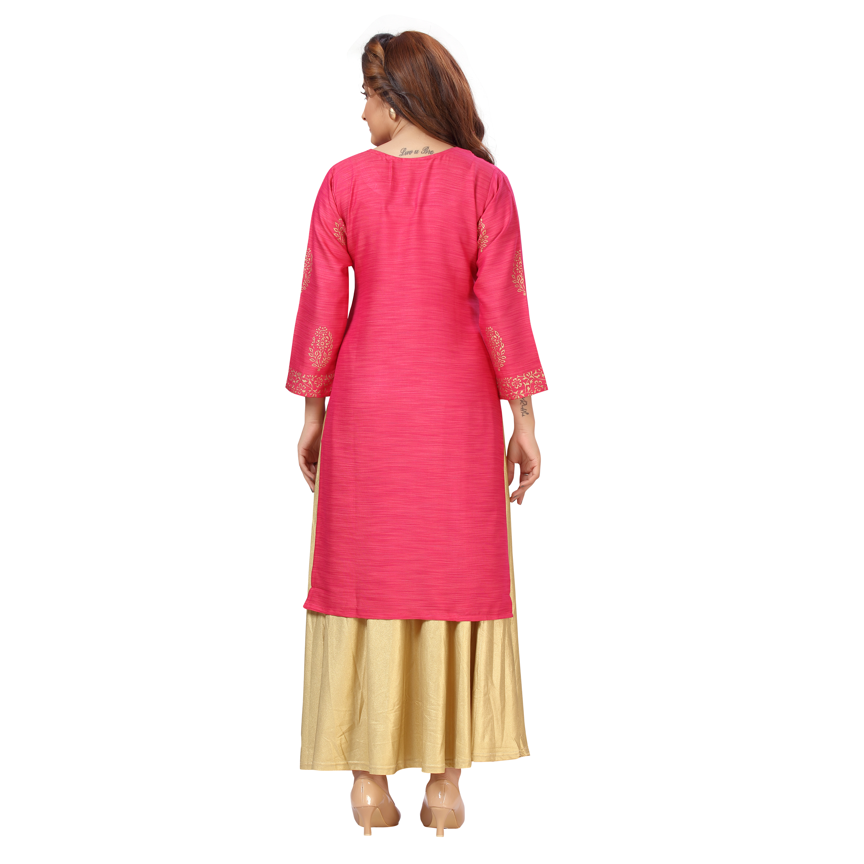 Sonali Women Long Rayon Pink Printed Kurtis  Jippa Top / Indian Ladies Top / Kurtis Wanita Warna Royal Pink /Plus Sizes Kurtis S to 6XL Q1591