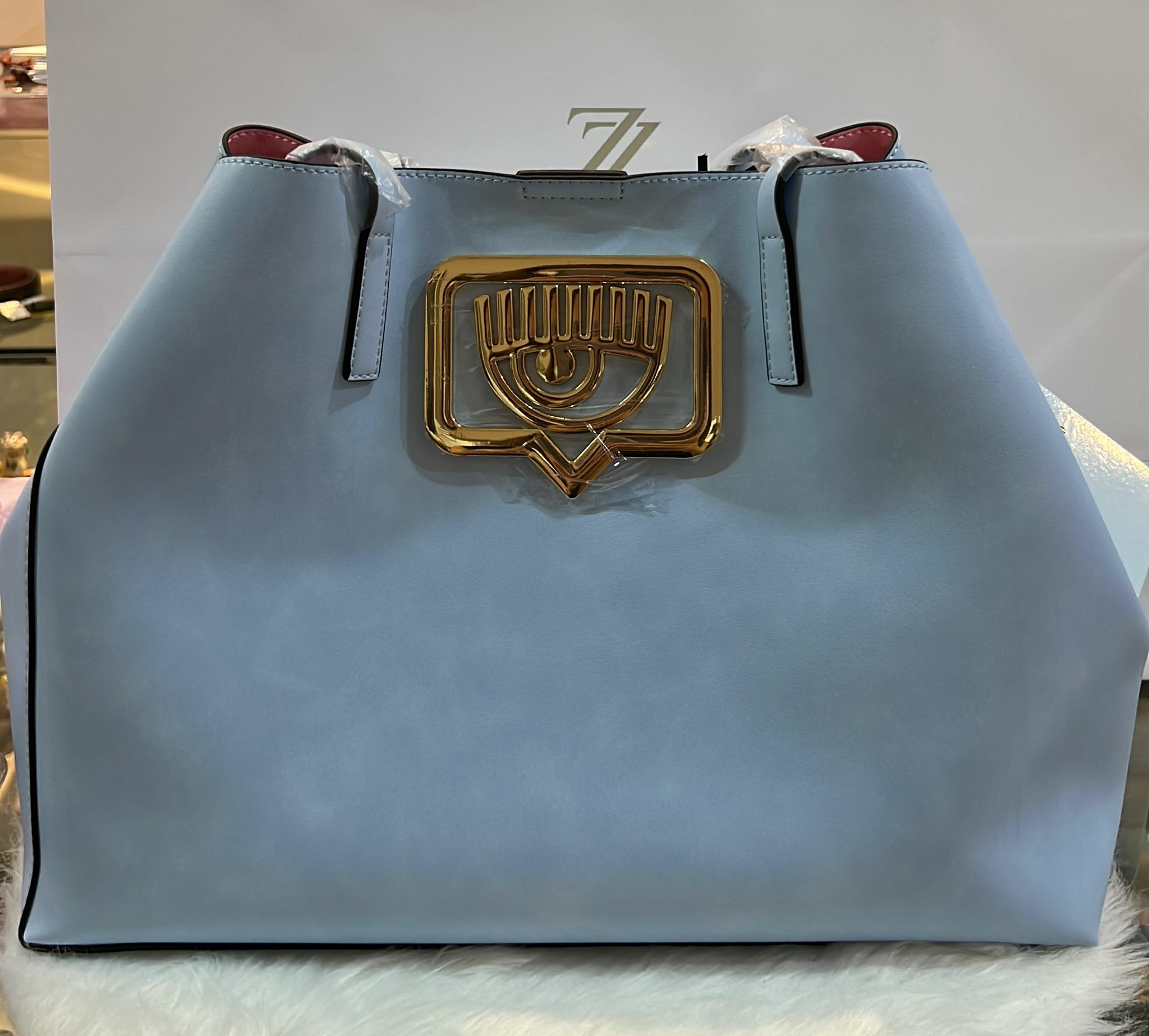 [S] CHIARA FERRAGNI EYELIKE METAL FRAM SHOULDER BAG 72SB4BB3 ZS132216, BLUE, 8052672248787 (SCF53)