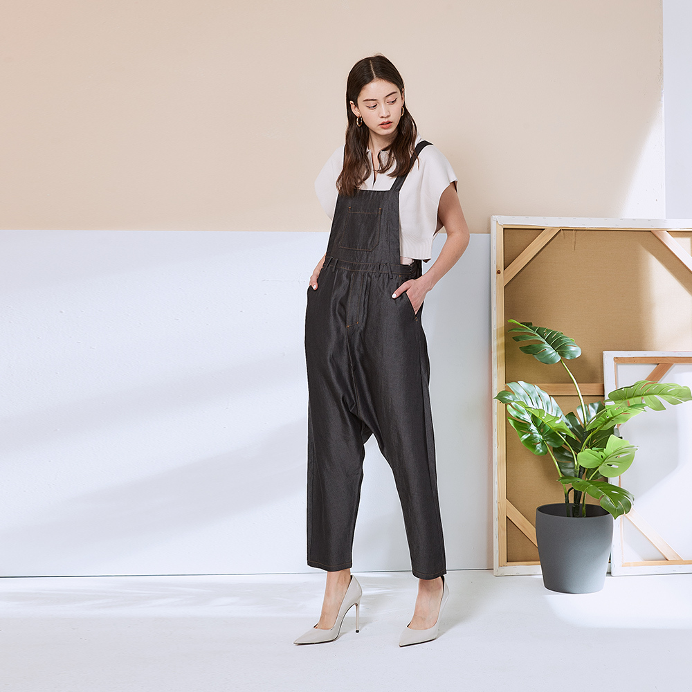 Cop.Copine 法國原裝進口丹寧牛仔吊帶低檔造型連身褲
