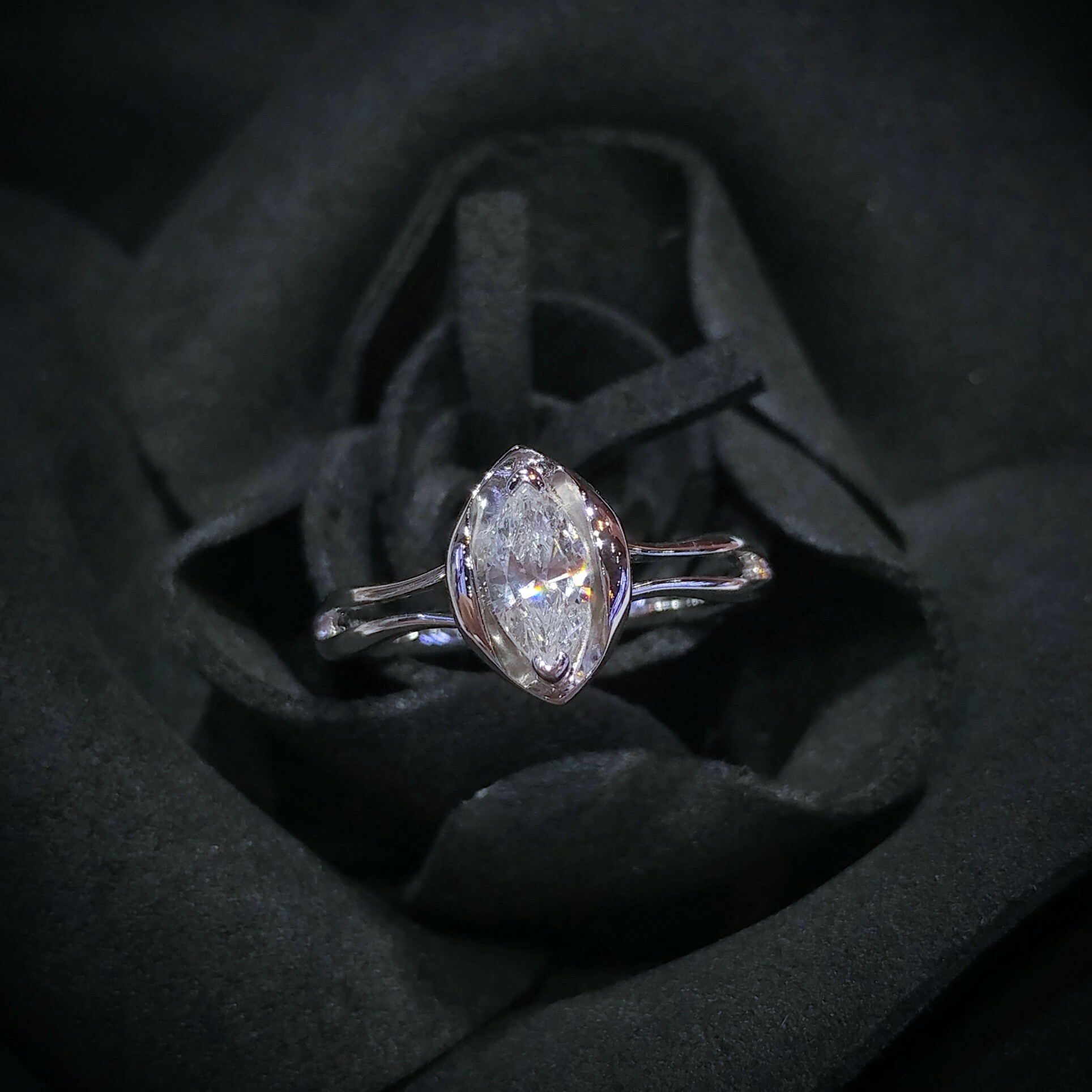 18K White Gold 0.43ct Marquise Cut Diamond Ring