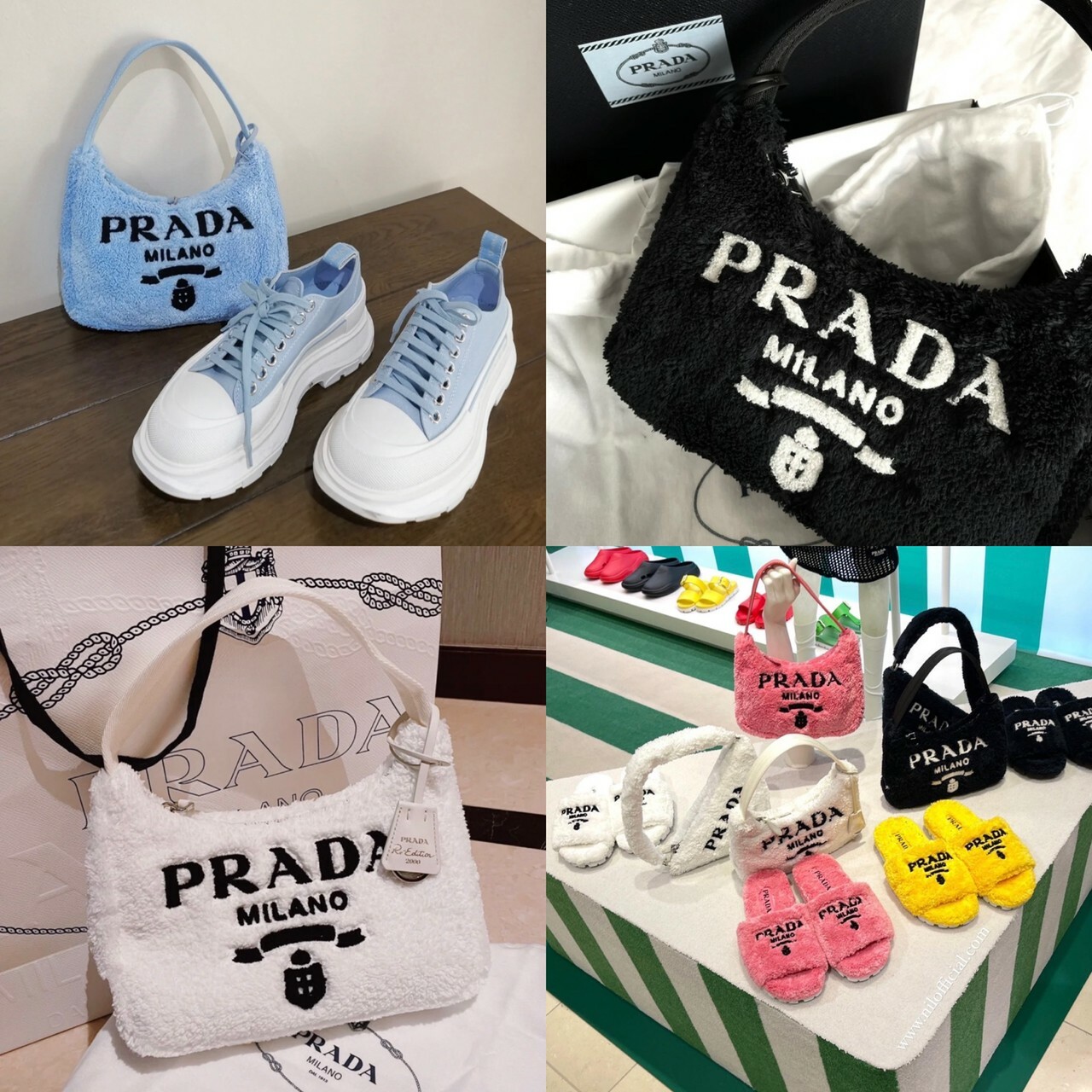 Prada 明星款 字體Logo 毛毛包 腋下包