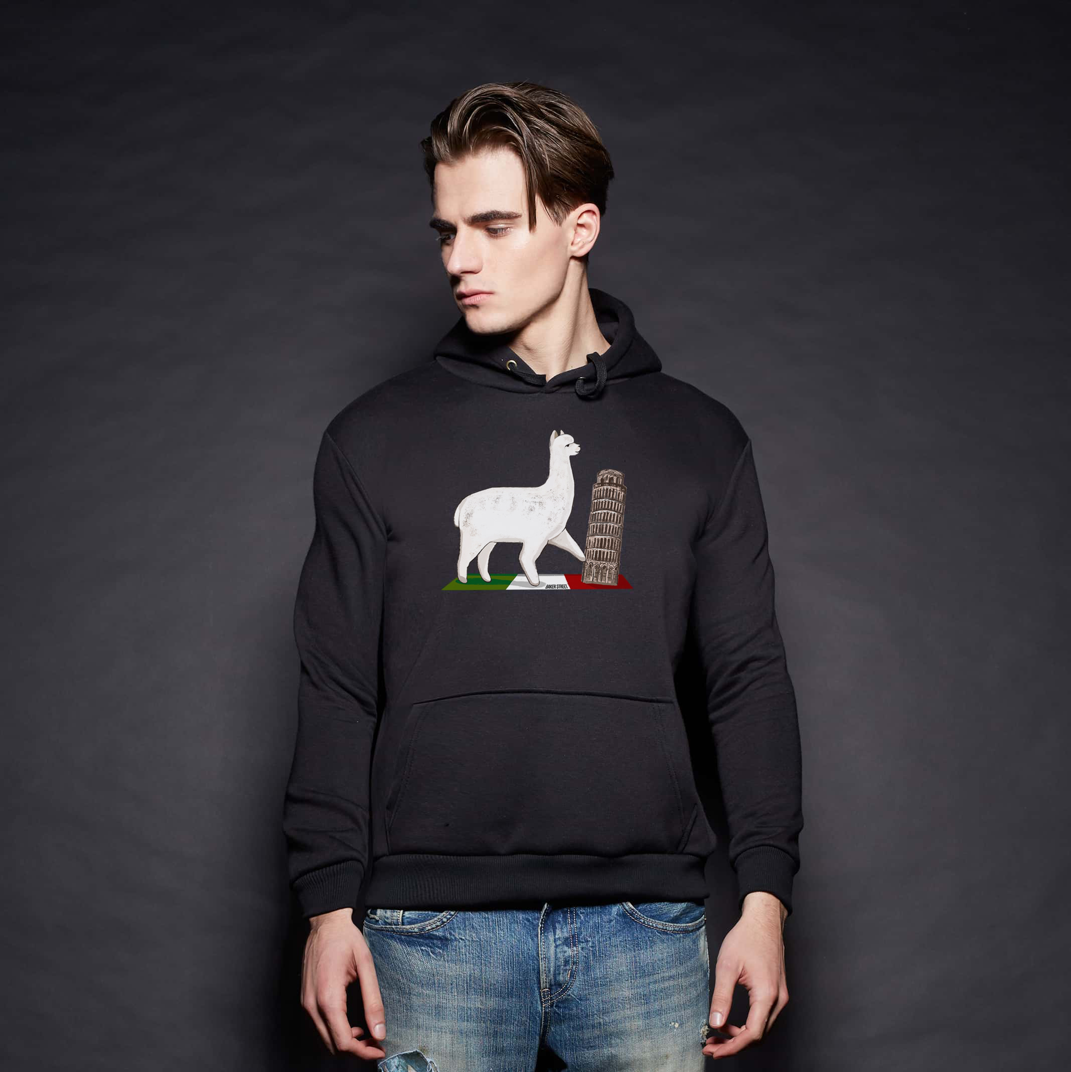 Alpaca in Italy 比薩斜駝 高磅數長袖帽T