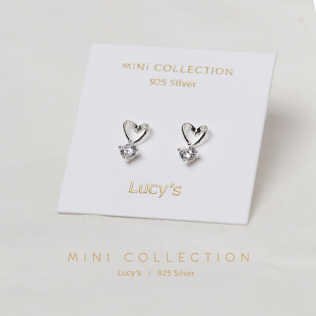 925純銀〔輕銀系列〕心空鑽 耳環 (100526)