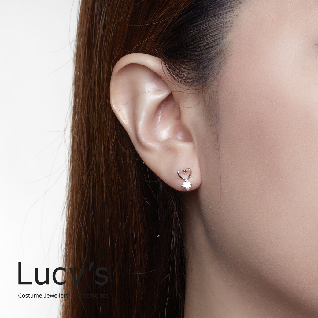 925純銀〔輕銀系列〕心空鑽 耳環 (100526)