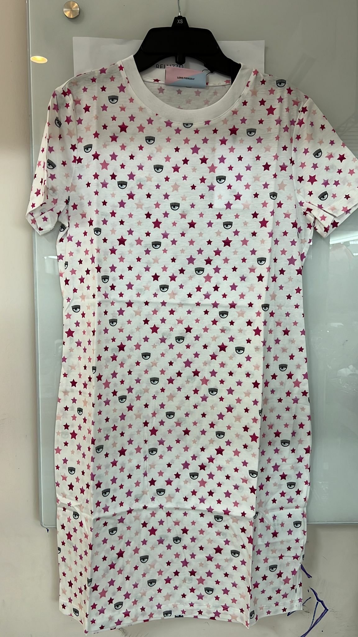 [S] CHIARA FERRAGNI STAR DRESS T-SHIRT 72CBO913-913, WHITE, JS093-003 (SCF61)