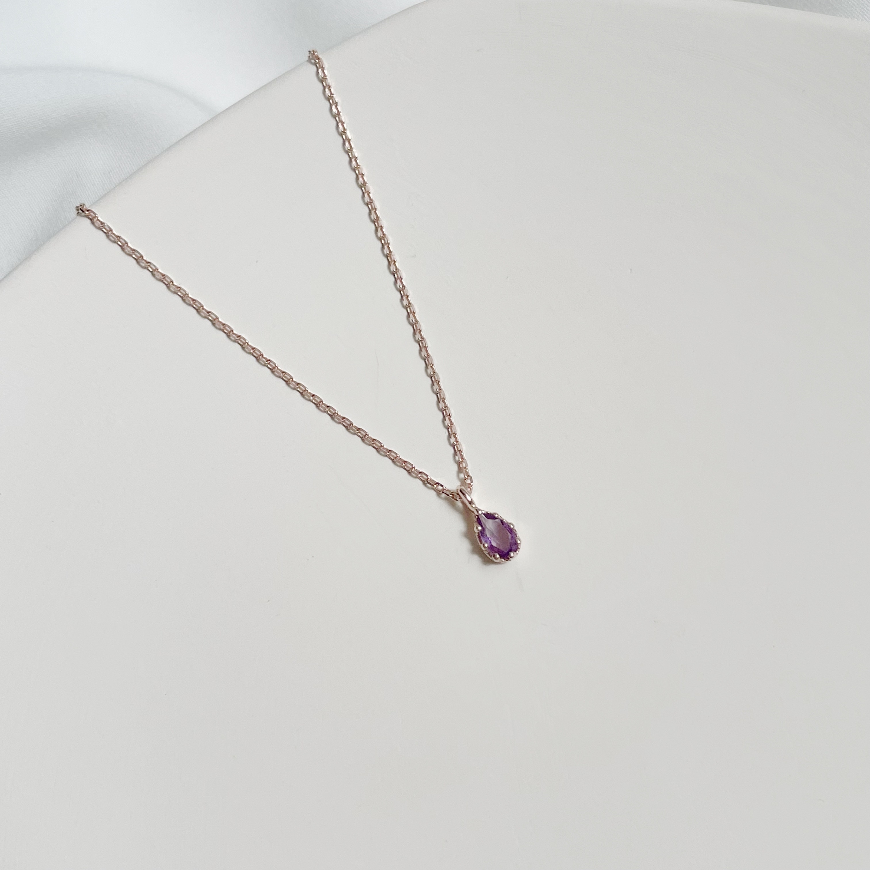爪爪鑽面水滴紫水晶項鍊