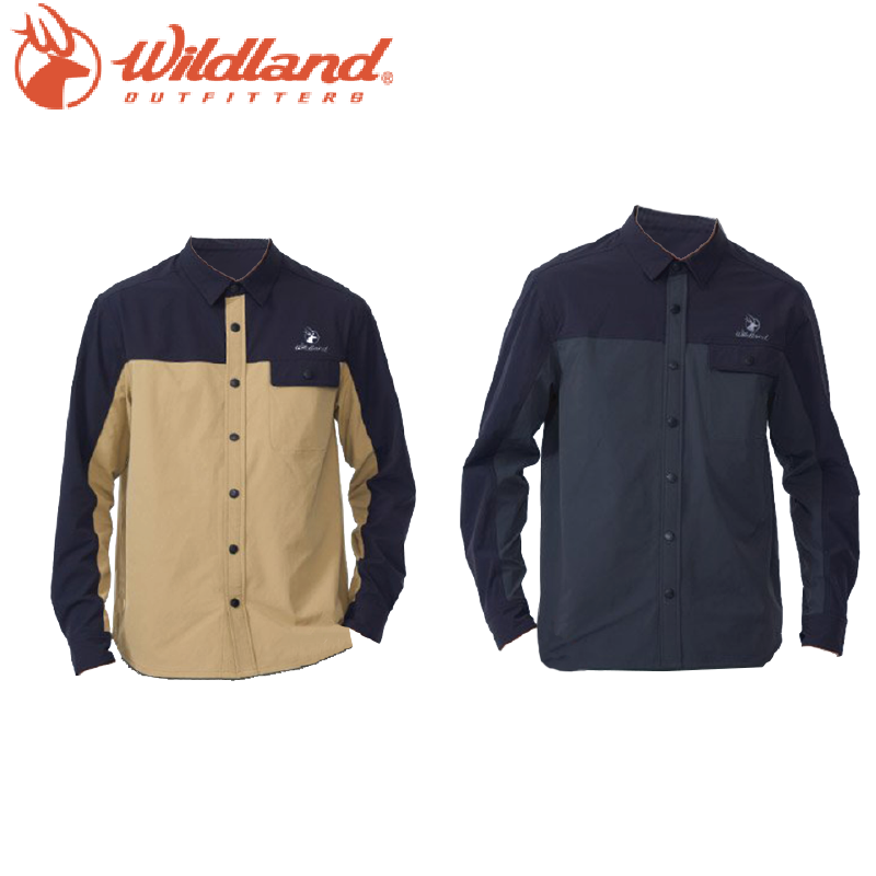 Wildland 荒野 男彈性四季拼接襯衫 (152石墨灰、121小麥色) 露營/戶外/休閒/旅遊/野餐/釣魚 13W01208